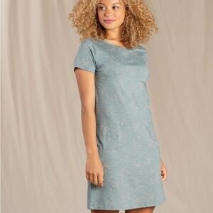 NWT Toad&Co Women’s Windmere II Short Sleeve Blue Slate Dress L